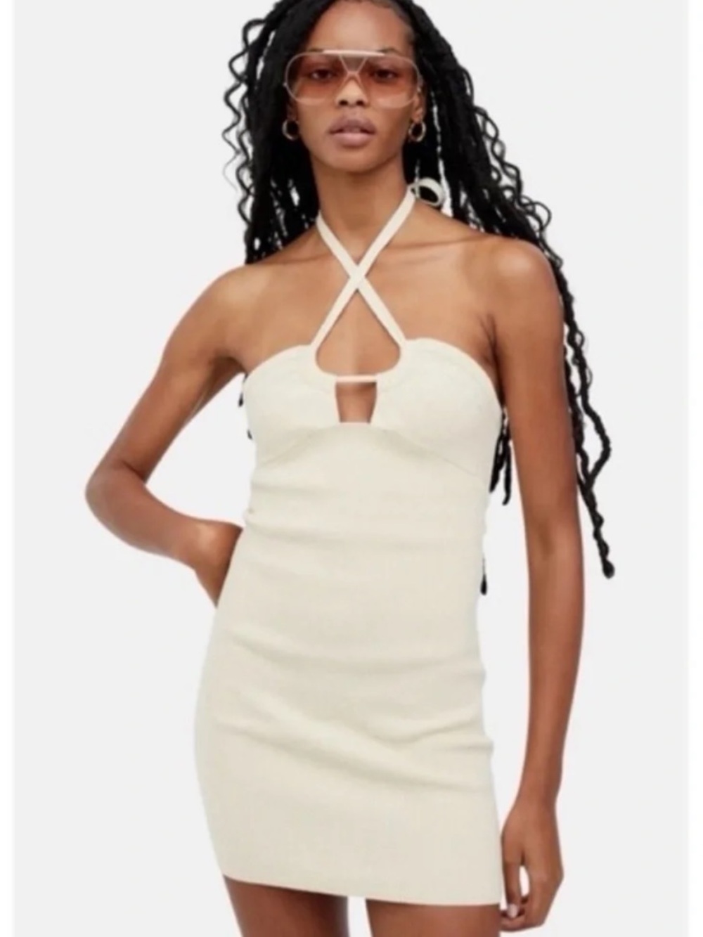 For Love & Lemons Mona‎ Knit Halter Neck Mini Dress size small